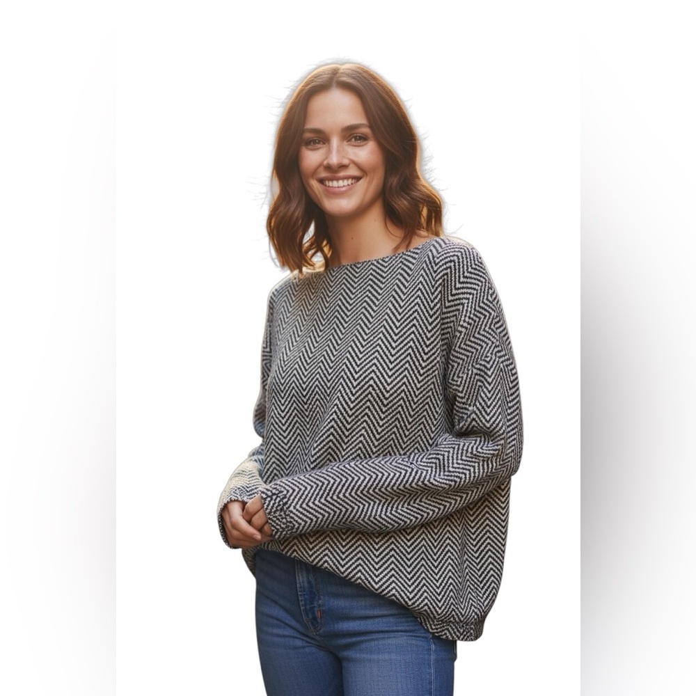 Linda Allard Ellen Tracy wool silk blend boxy Corp core contemporary sweater